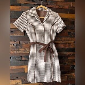 Vintage 60s Mod Houndstooth Mini Dress